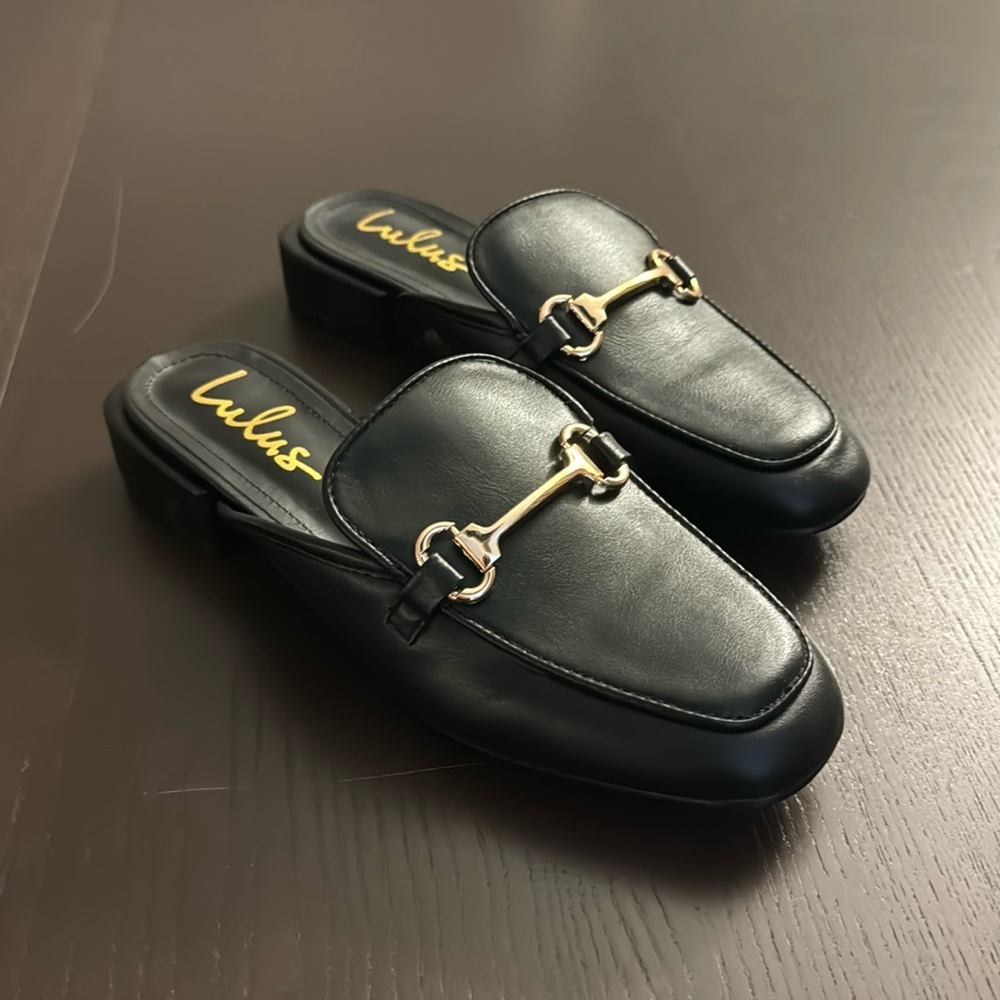 Black slide on loafers